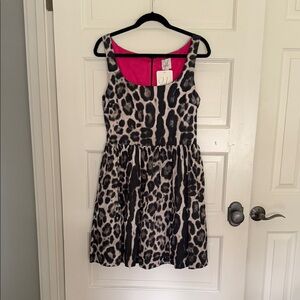 Weston Wear Black and Cream Leopard Print Midi Dress